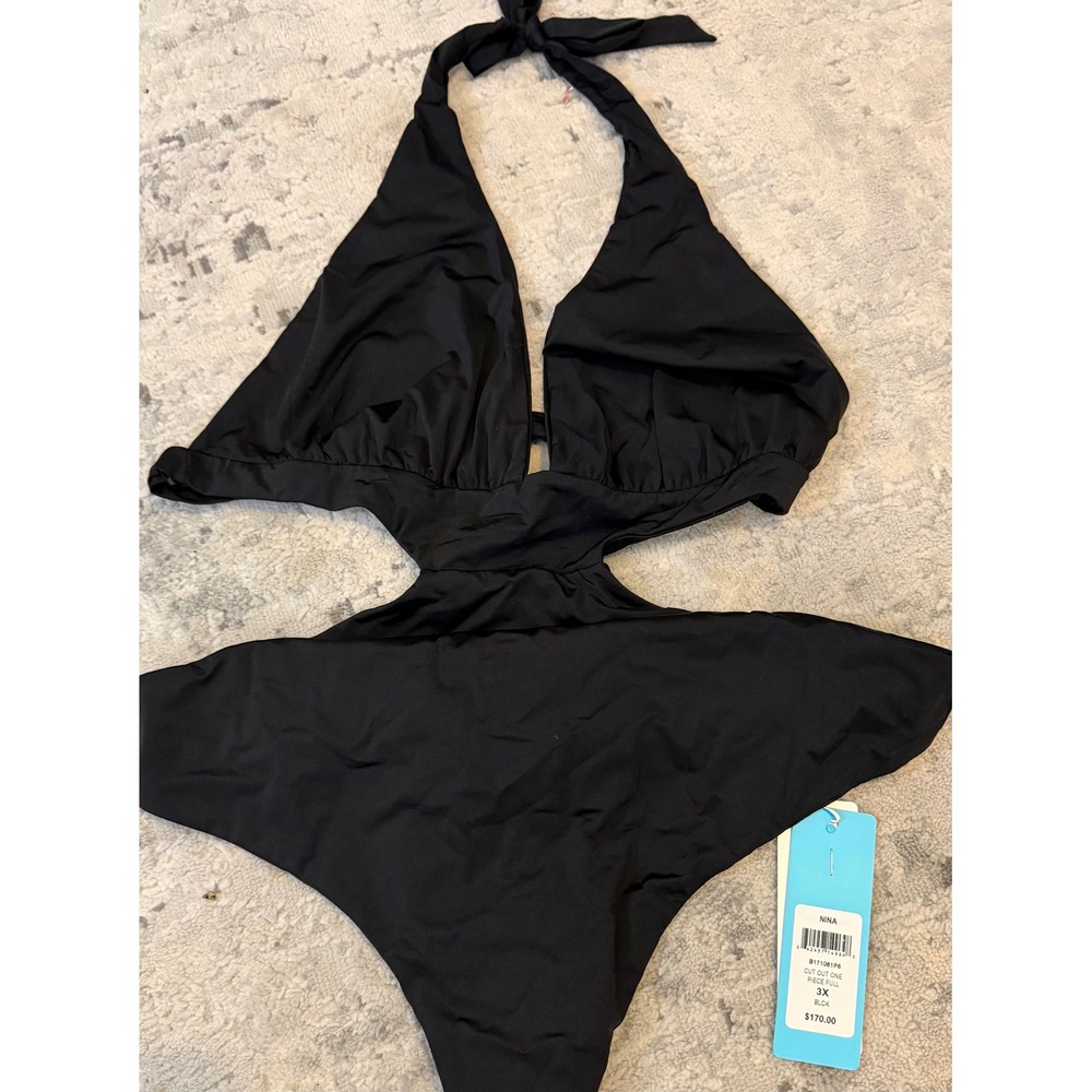Beach  Bunny nina Black Cut Out One Piece Swimsuit 3X NWT B171061P6